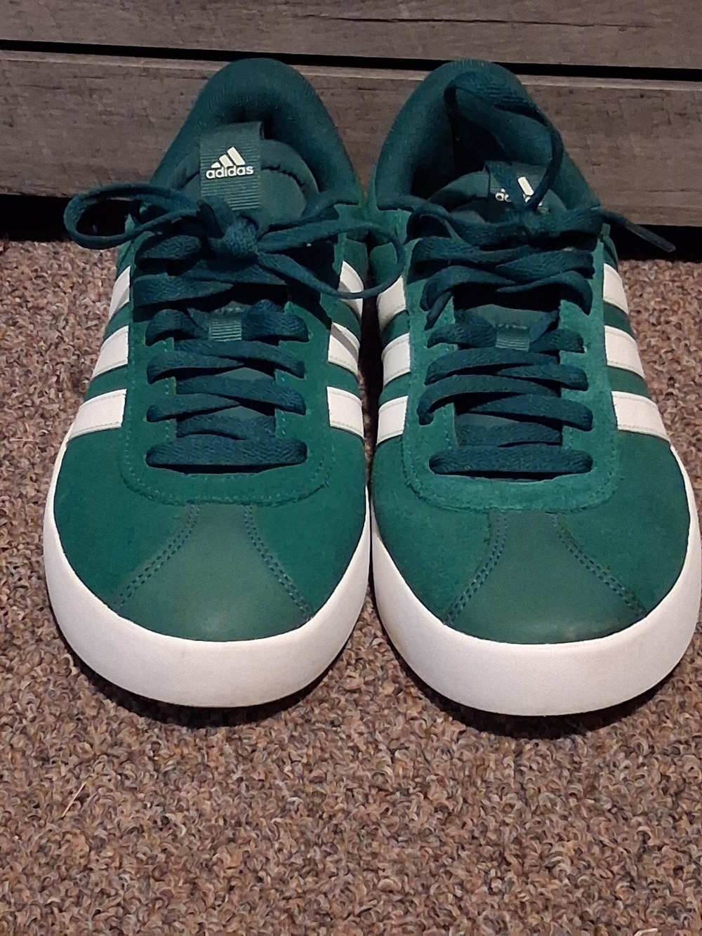 adidas Green Low-Top Sneakers with White Stripes 8 Men / 10 Women